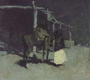 Frederic Remington Waiting in the Moonlight (mk43) Sweden oil painting artist